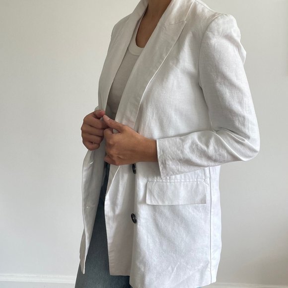 Linen white blazer, size 0-2 - Picture 2 of 6